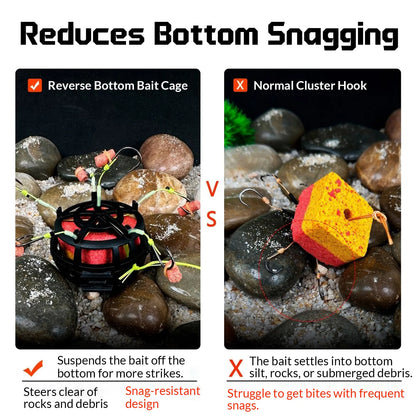 9KM Reverse Bottom Bait Cage with Fishing Hook 1pcs