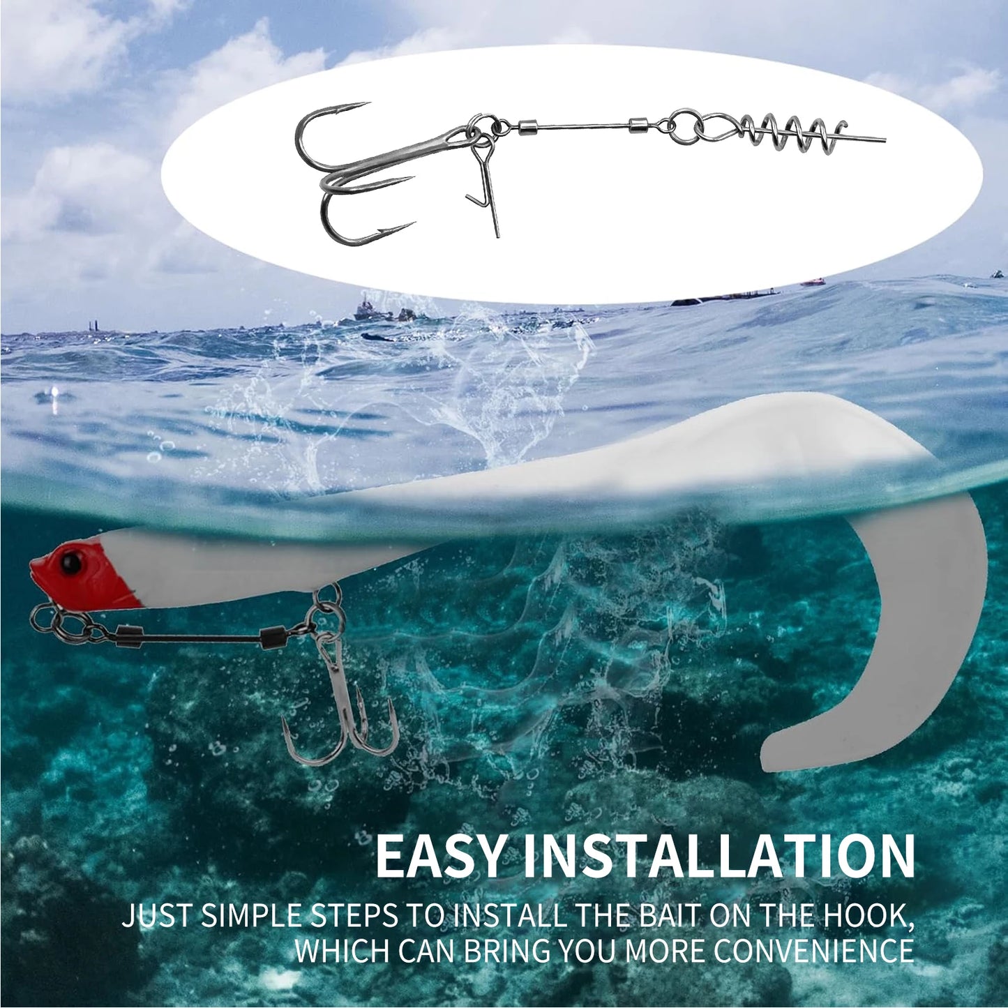 Fishing Treble Hook Rig Set 3pcs Stainless Steel Fishing Rig