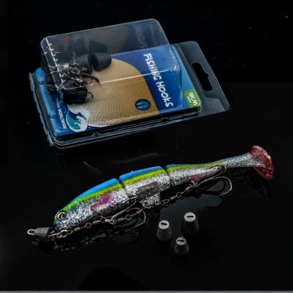 9KM Fishing Stinger Rig Treble Hook with Sinker Weight for Soft Bait Fishing Rig with Spring