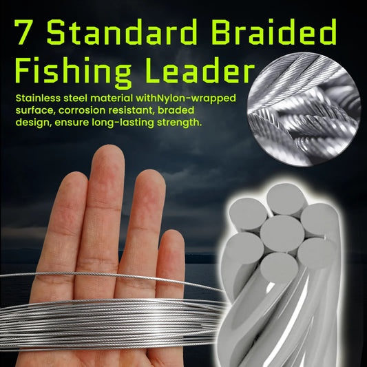 9KM 10PCS Steel Wire Leader with American Swivel Dual Snap Silver