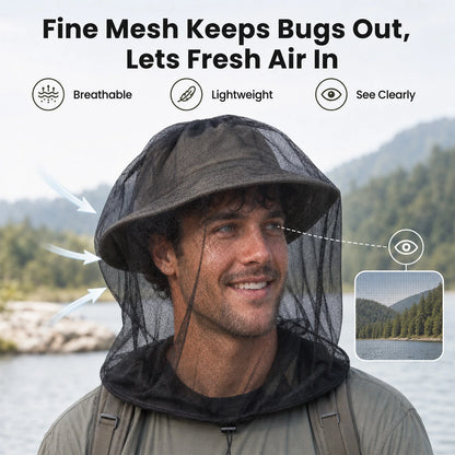 9KM Mosquito Head Net Breathable Bug Protection for Outdoor 2Pcs Mosquito Net with Adjustable Drawstring