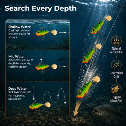 9KM Fishing Lure VIB Tail Spinner Bait Metal Sinking Lure Fishing Jigs Blade Bait Crankbait Fishing with Spinner Blade