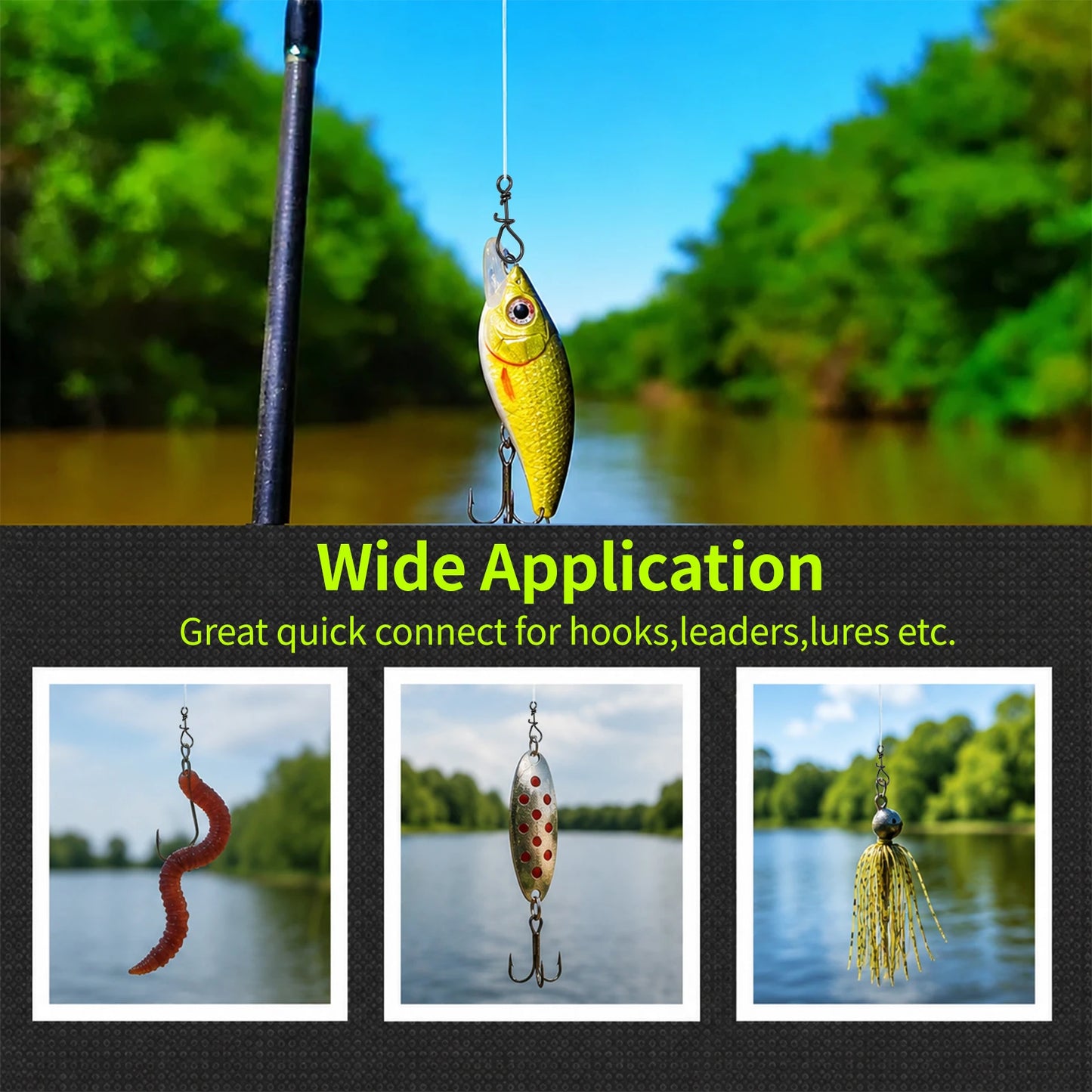 15pcs Fishing Clip Stainless Steel Fishing Snap Quick Change Clip for Fishing Lure Power Speed Snap