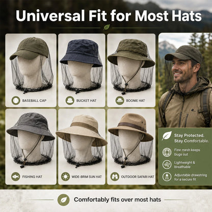 9KM Mosquito Head Net Breathable Bug Protection for Outdoor 2Pcs Mosquito Net with Adjustable Drawstring