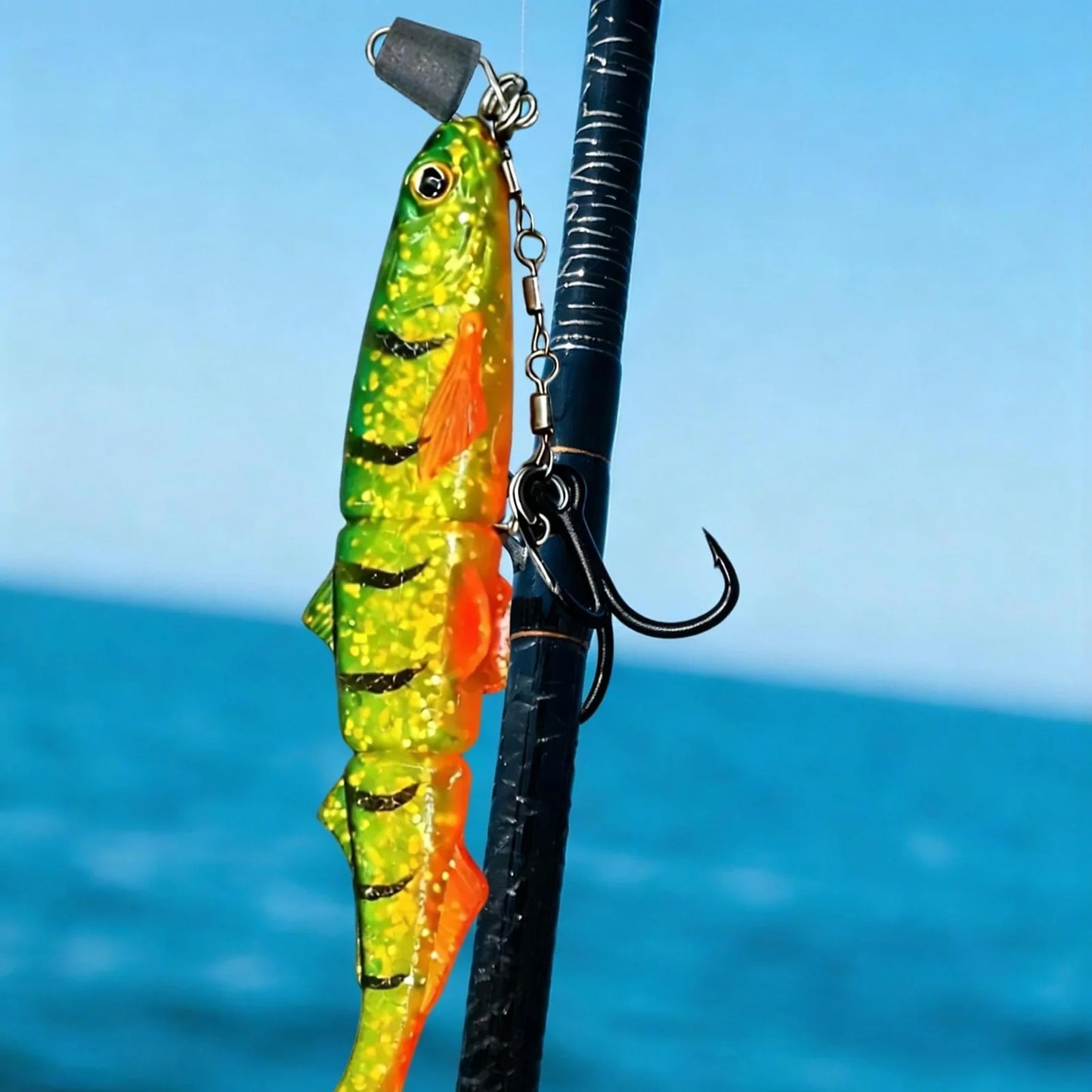 9KM Black Treble Hooks with Snap Swivels Set High Carbon Steel
