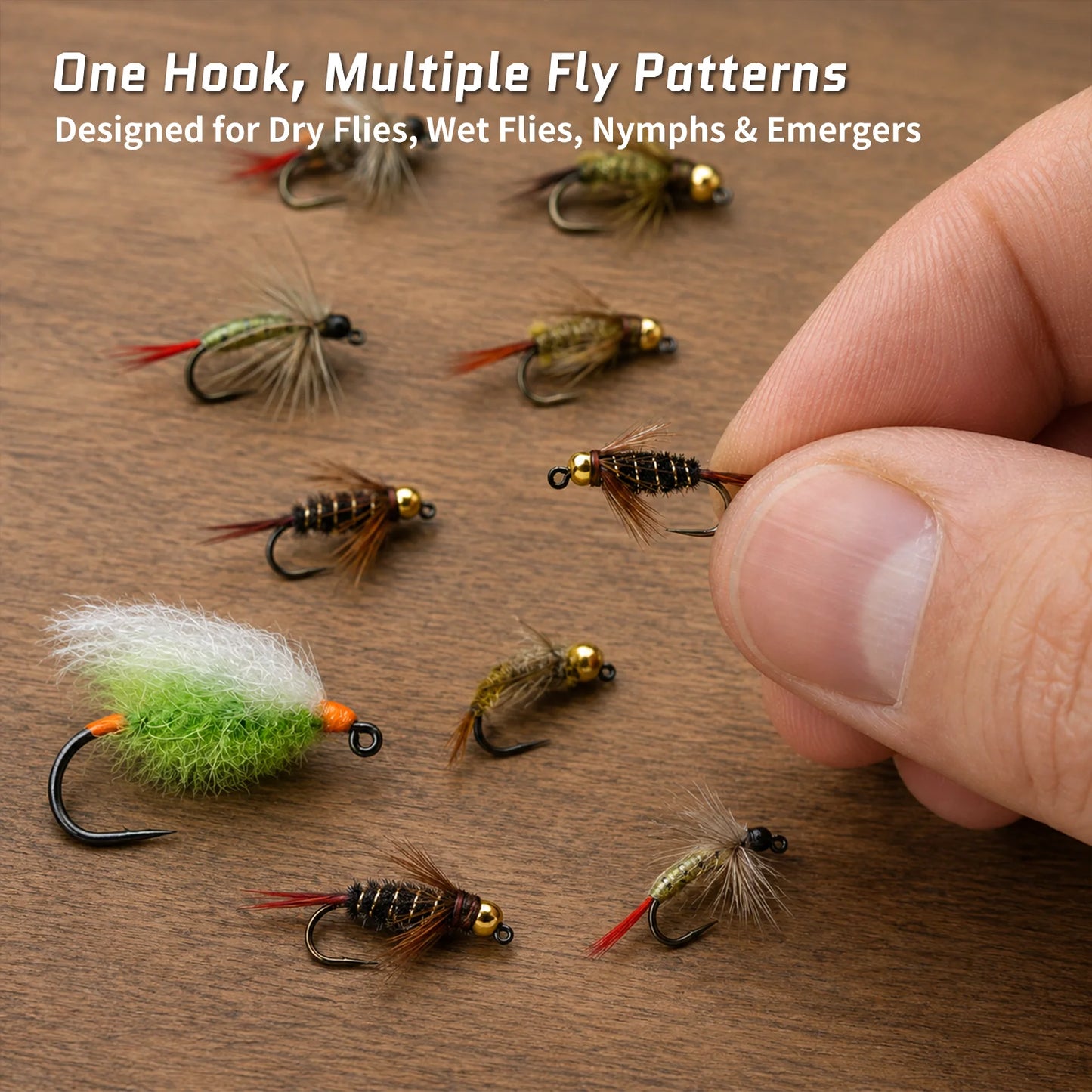 9KM Barbless Jig Fly Fishing Hooks 25-100pcs Wide-Gape Jig Fly Tying Hooks