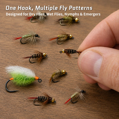 9KM Barbless Jig Fly Fishing Hooks 25-100pcs Wide-Gape Jig Fly Tying Hooks