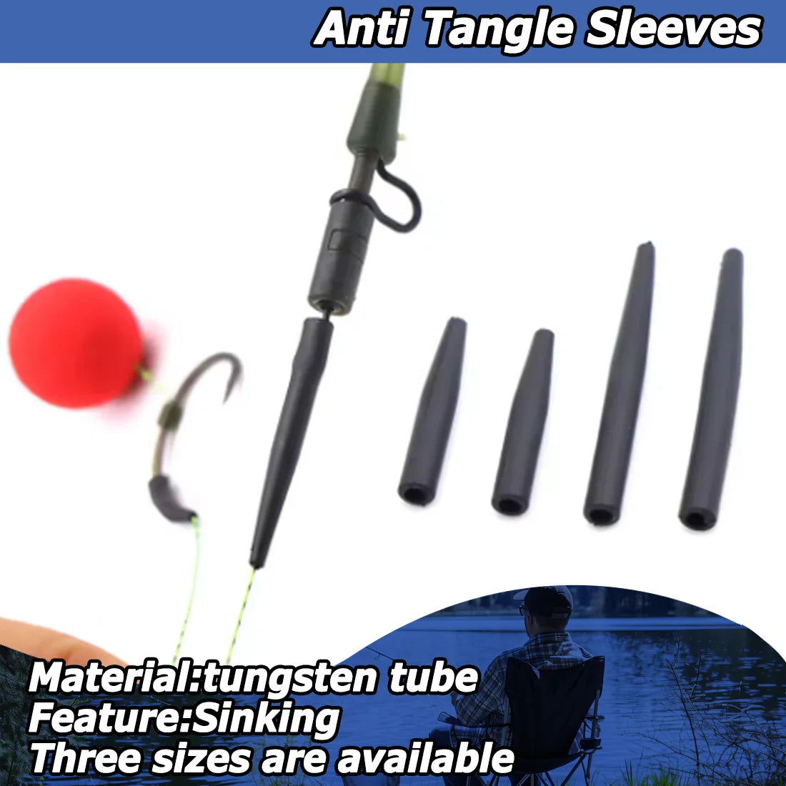 9KM Tungsten Rig Sleeve 10pcs Anti Tangle Sleeves Hair Rig Lead Weight Sinking Carp Accessories