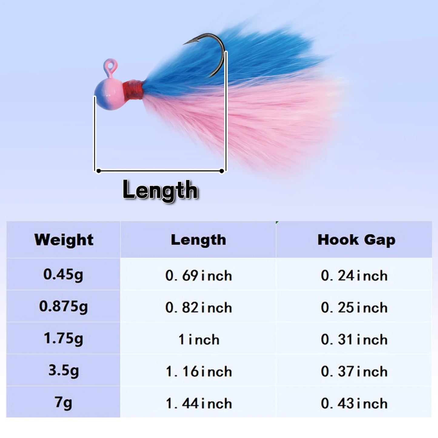 Crappie Fishing Jigs Hook Kit 5pcs Hand-Tied Marabou Jig for Trout Magne