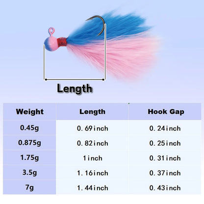 Crappie Fishing Jigs Hook Kit 5pcs Hand-Tied Marabou Jig for Trout Magne