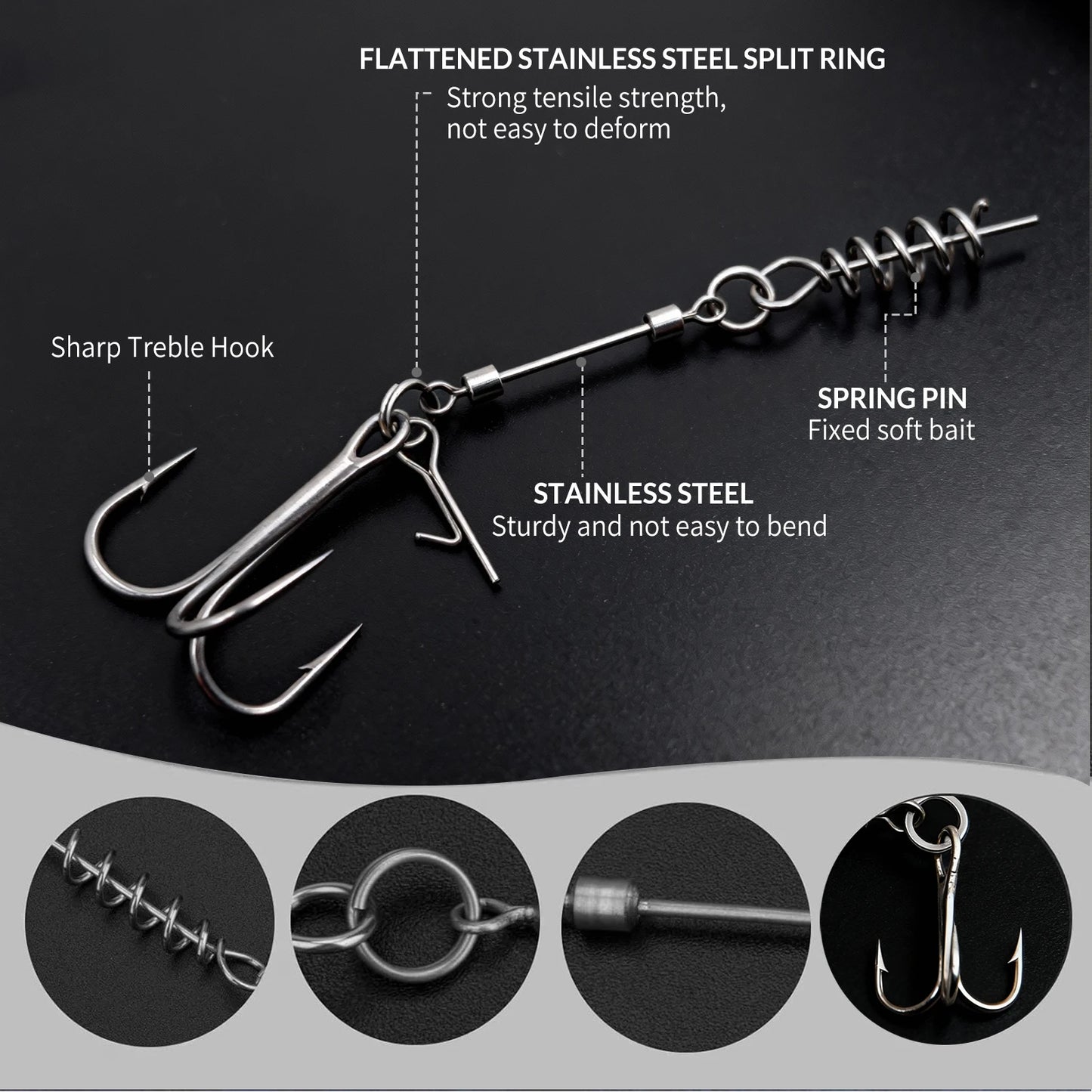 Fishing Treble Hook Rig Set 3pcs Stainless Steel Fishing Rig