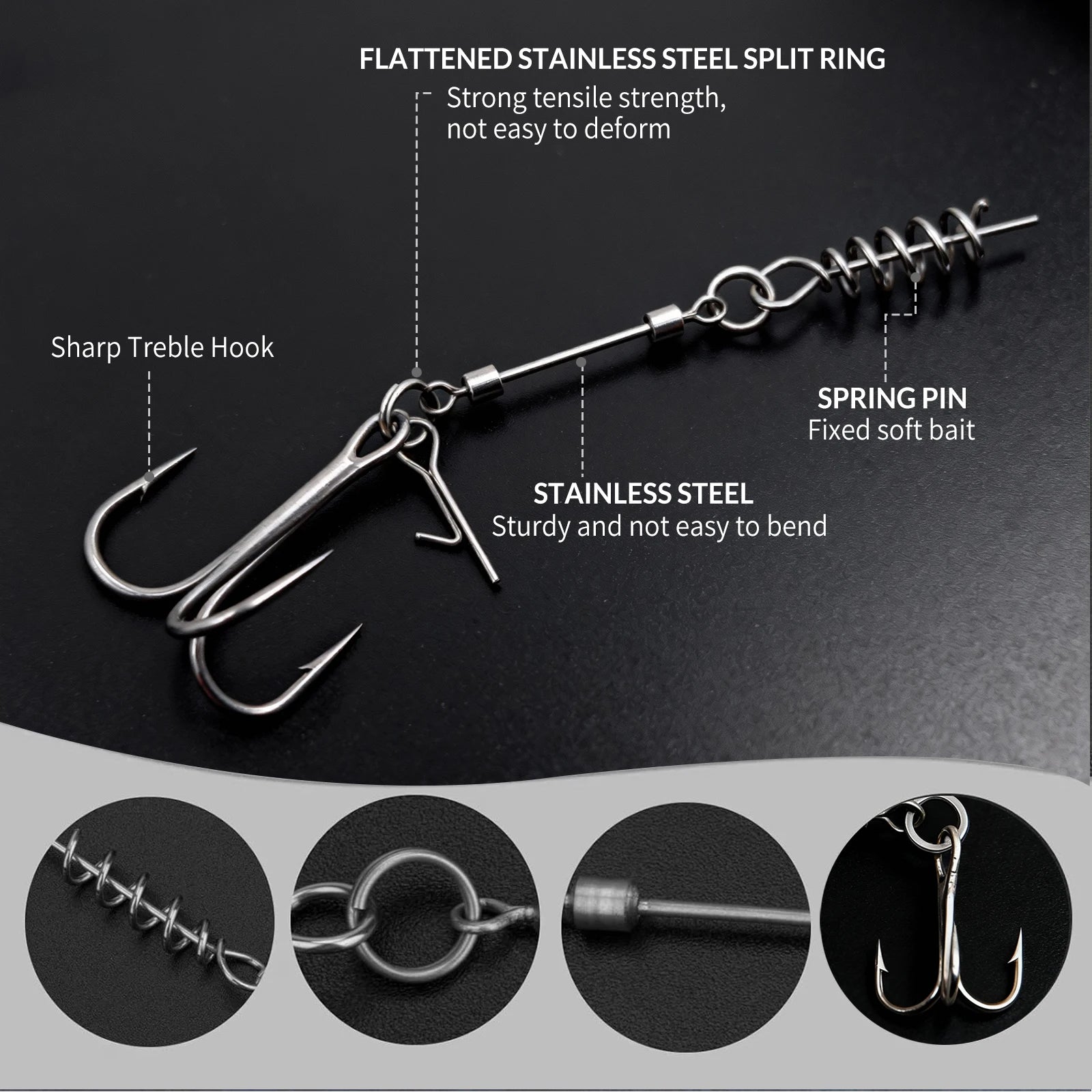 Fishing Treble Hook Rig Set 3pcs Stainless Steel Fishing Rig