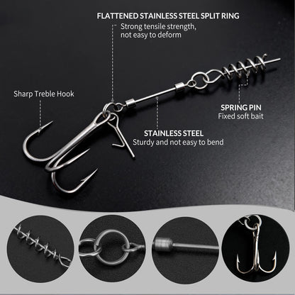 Fishing Treble Hook Rig Set 3pcs Stainless Steel Fishing Rig