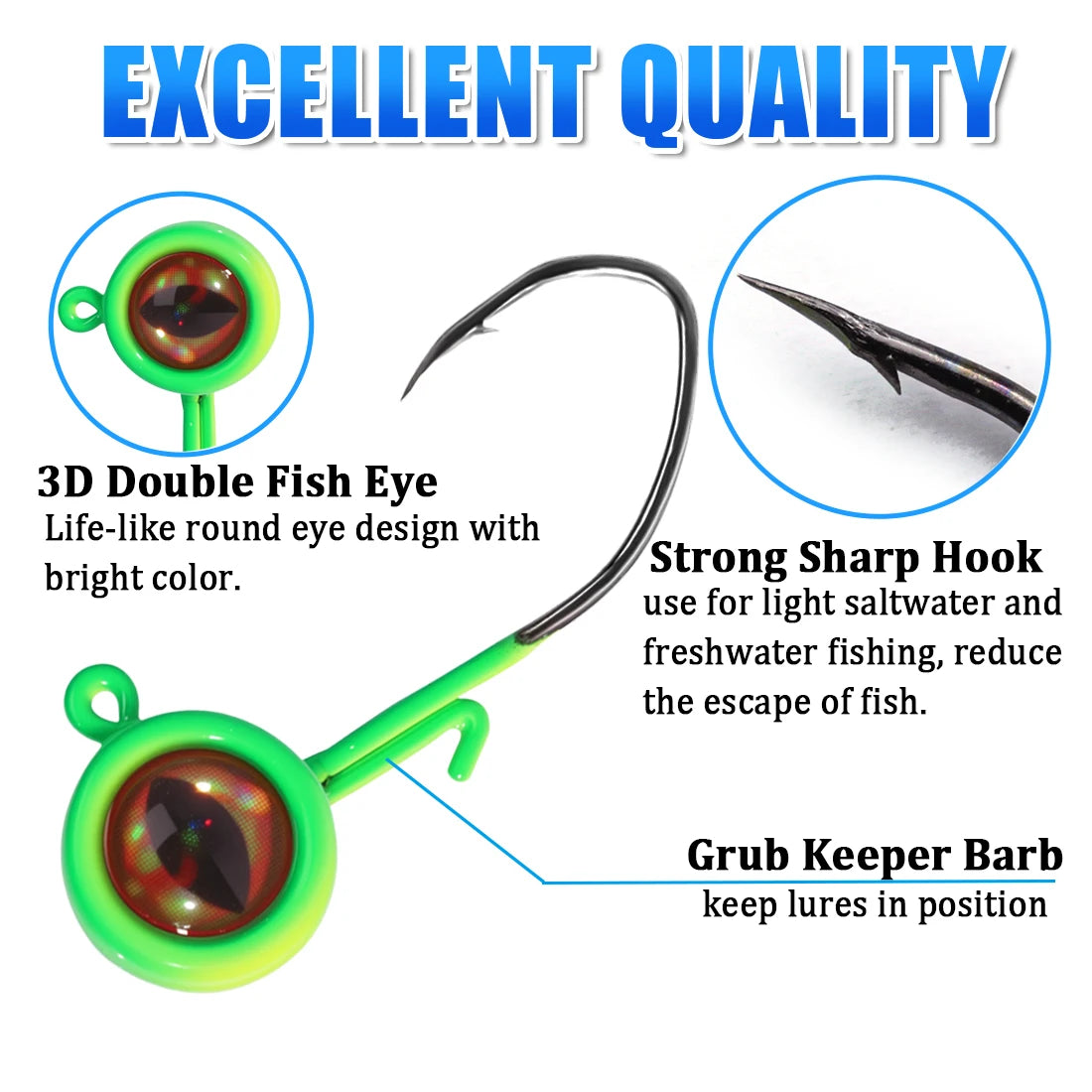 Jig Heads Hook 3D Eyes Fishing Hooks