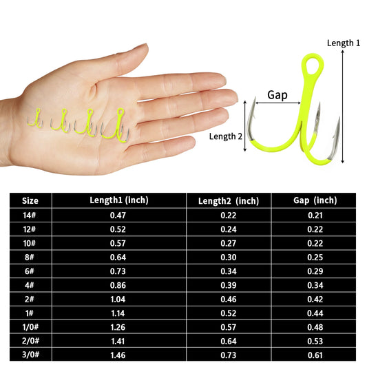 Triple Hook Treble Hooks 2X Strong  Fluorescent Green Ultra Violet (UV)
