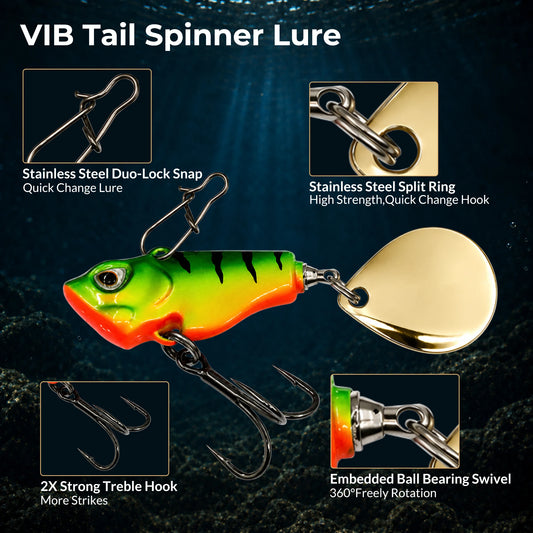 9KM Fishing Lure VIB Tail Spinner Bait Metal Sinking Lure Fishing Jigs Blade Bait Crankbait Fishing with Spinner Blade