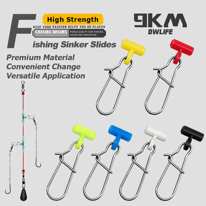 Fishing Sinker Sliders for Fishing Rig 25-100pcs Duo Lock Snap Heavy Duty Weight Sinker