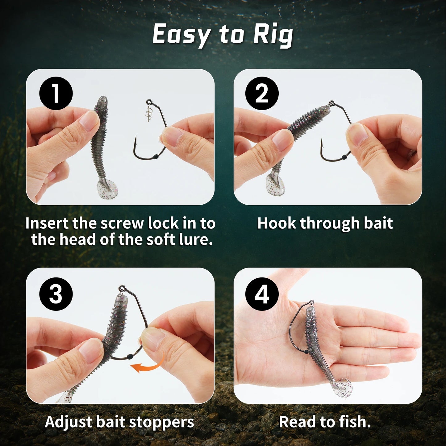 9KM Weedless Swimbait Hook 25pcs Extra Wide Gap Swimbait Hook with Bait Stopper Beads
