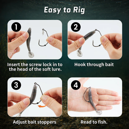 9KM Weedless Swimbait Hook 25pcs Extra Wide Gap Swimbait Hook with Bait Stopper Beads
