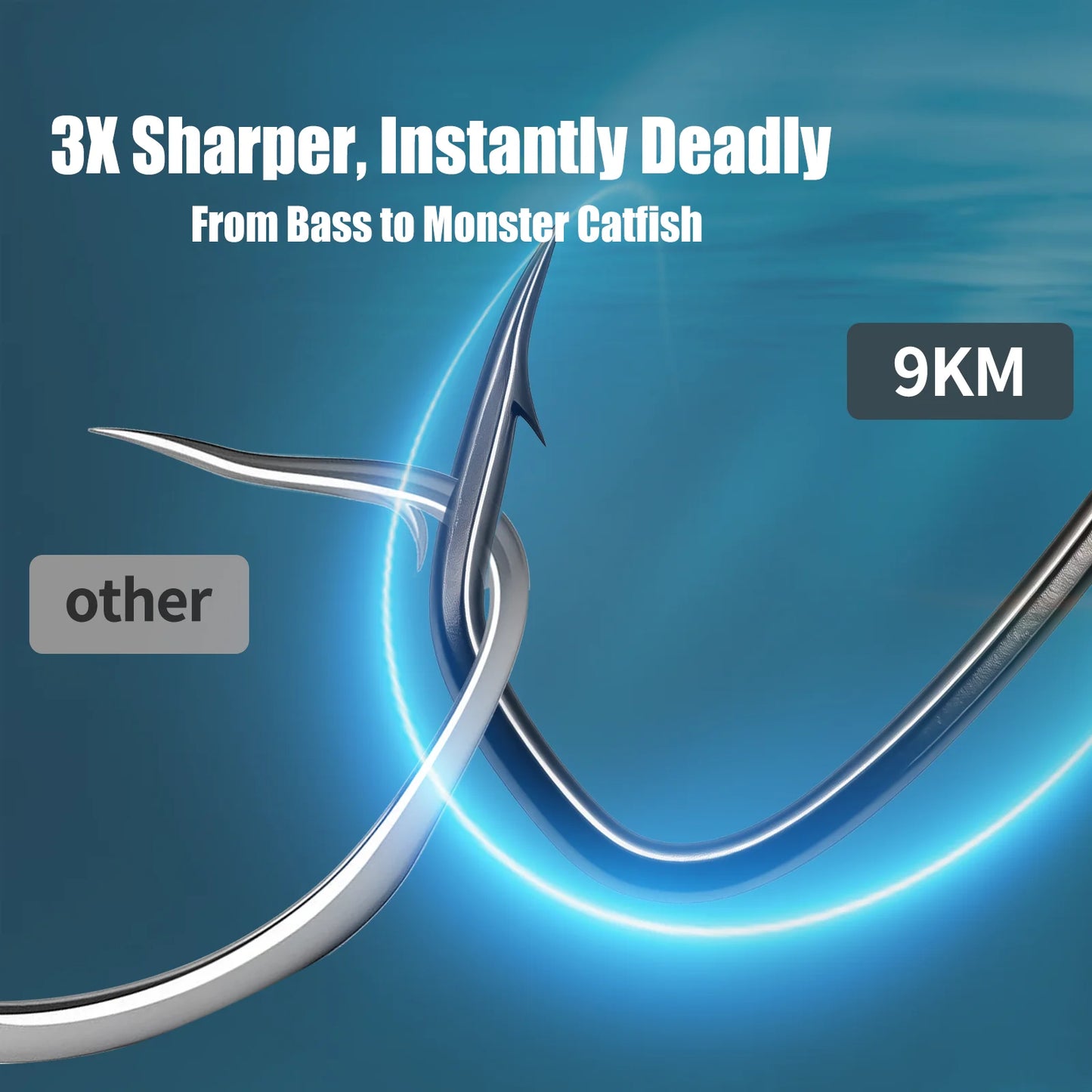 9KM Fishing Hook 25-100pcs High Carbon Steel Live Bait Hook Offset