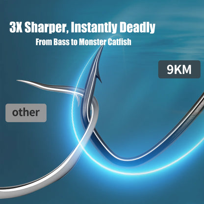 9KM Fishing Hook 25-100pcs High Carbon Steel Live Bait Hook Offset