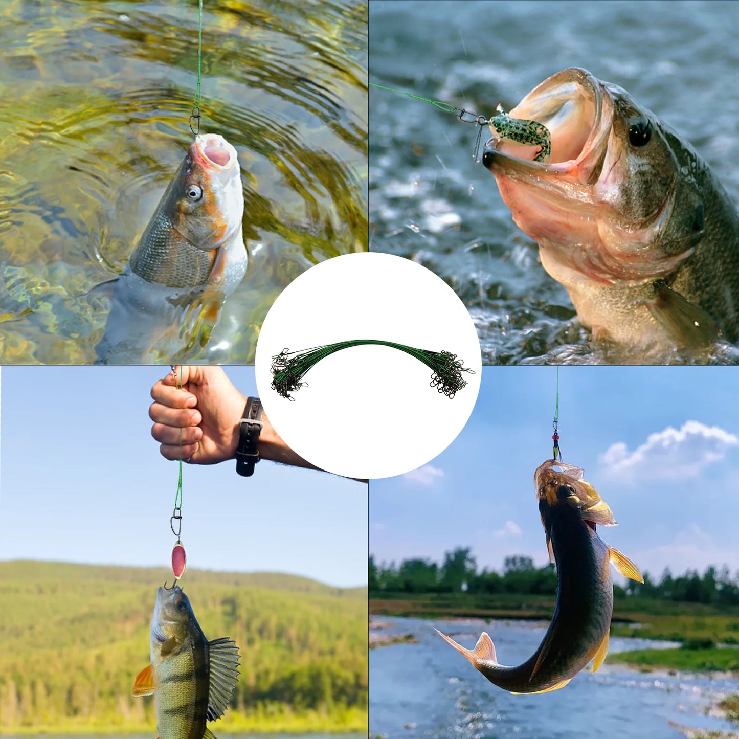 9KM Anti Bite Steel Fishing Line, Wire Leader with Swivel
