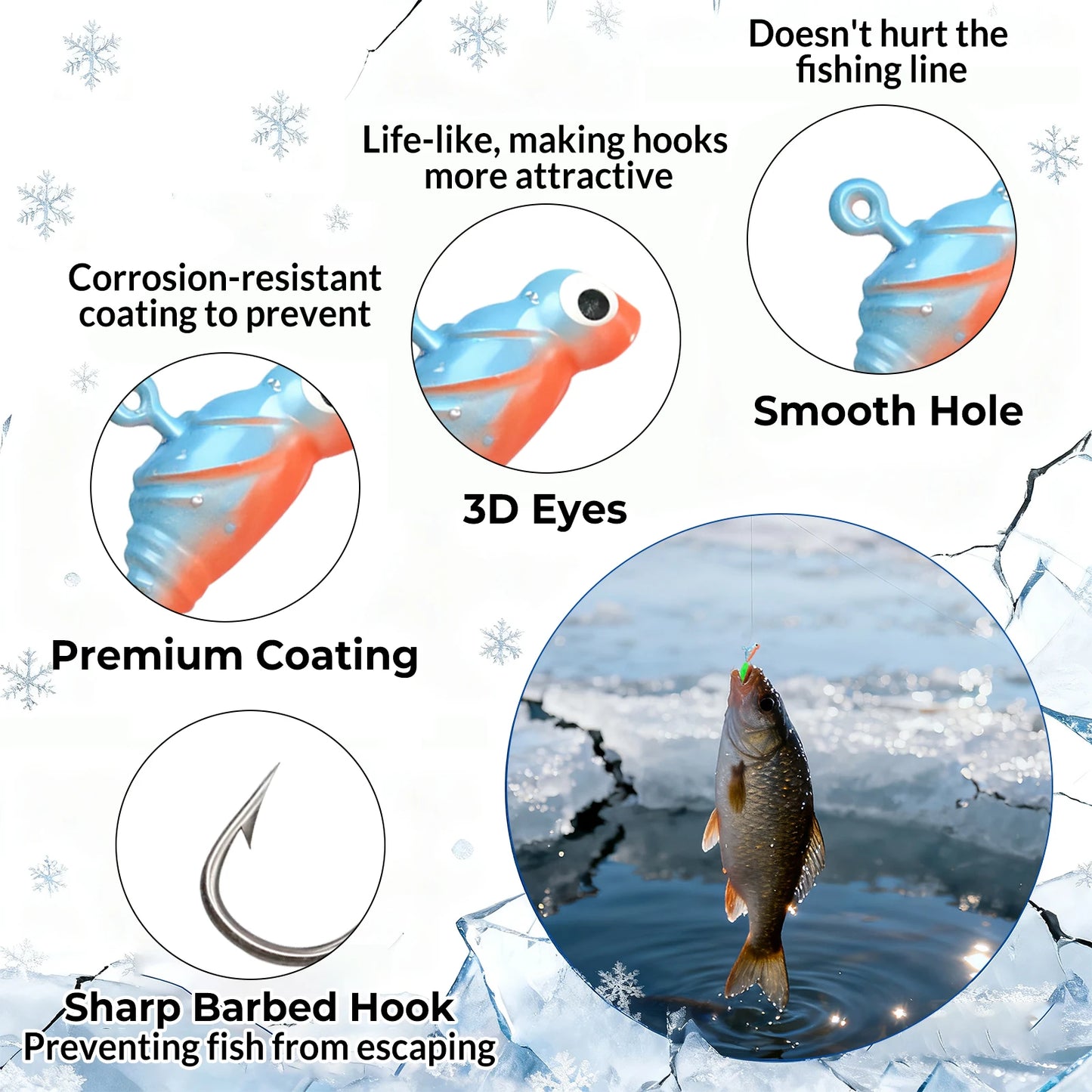 Ice Fishing Jigs and Lures Kit Jig Heads Hook