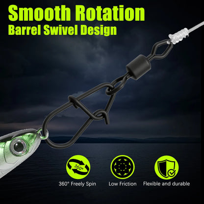 9KM Fishing Swivel Snap 15-45pcs PTFE Barrel Swivel Snap High Strength Lure Line Connector
