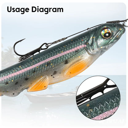 Fishing Treble Hook with Baitholder Spike For Soft Swimbait 5pcs Soft Lure Replacement Hook