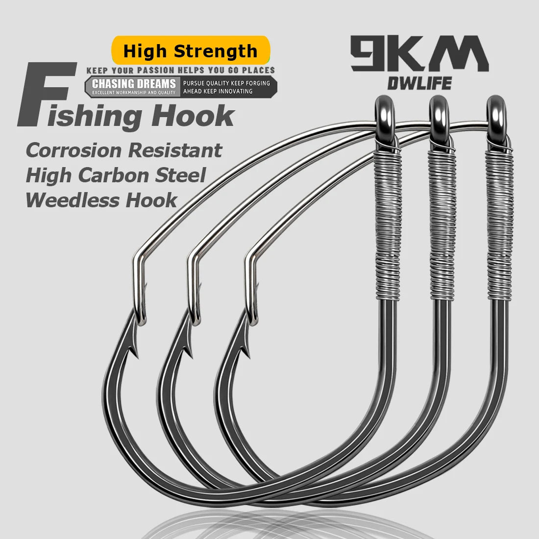 9KM Weedless Wacky Rig Hook 50-200pcs V-Bend Worm Hook with Wire Guard for Bass Fishing Neko Wacky Texas Rig