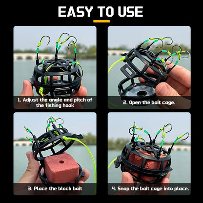 9KM Reverse Bottom Bait Cage with Fishing Hook 1pcs