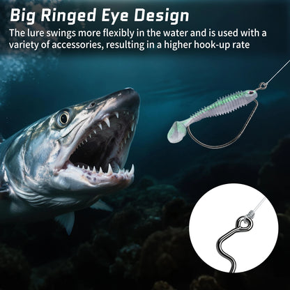 EWG Hooks for Bass Fishing, Offset Worm Hook Texas Rig Hooks