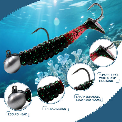 Soft Fishing Lure 5pcs/Set 2.5g 3.5g 5g Fishing Paddle Tail Swim Baits Double Hooks Catfish Bait T-Tail Lures