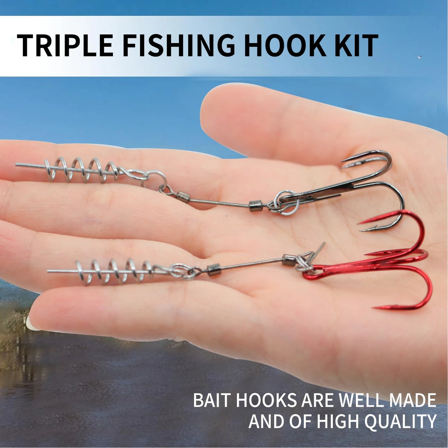 Fishing Treble Hook Rig Set 3pcs Stainless Steel Fishing Rig