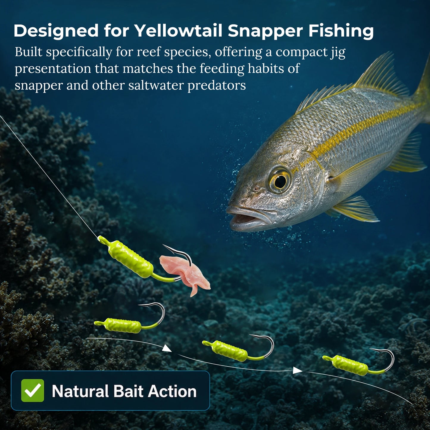 9KM Yellowtail Snapper Jigs Fishing 5-15pcs Saltwater Fishing Jigs with Single Hook