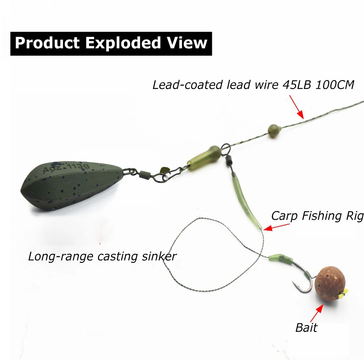Fishing Lead Sinker with Barrel Swivel 3pcs Carp Fishing Weight 57-113g
