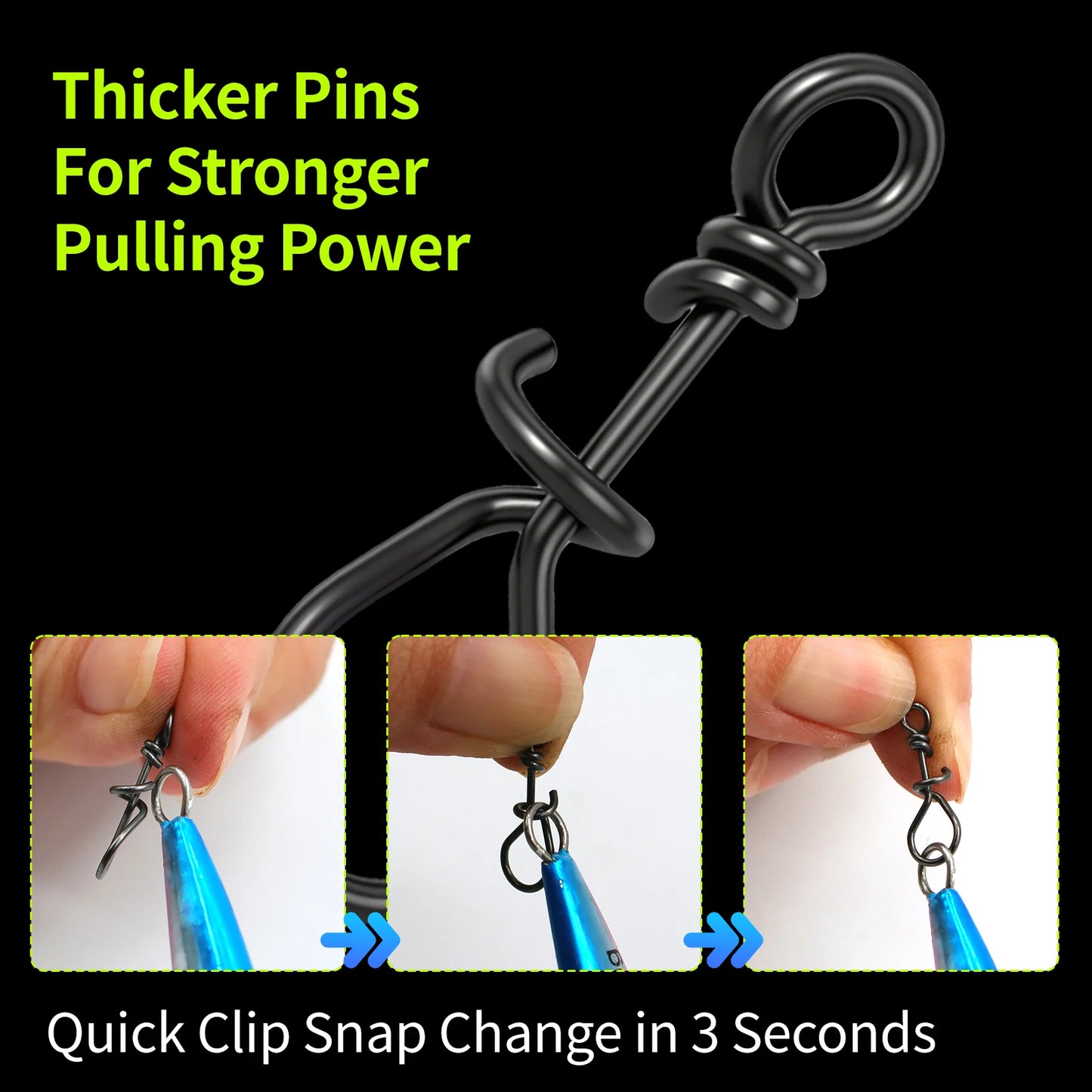 15pcs Fishing Clip Stainless Steel Fishing Snap Quick Change Clip for Fishing Lure Power Speed Snap