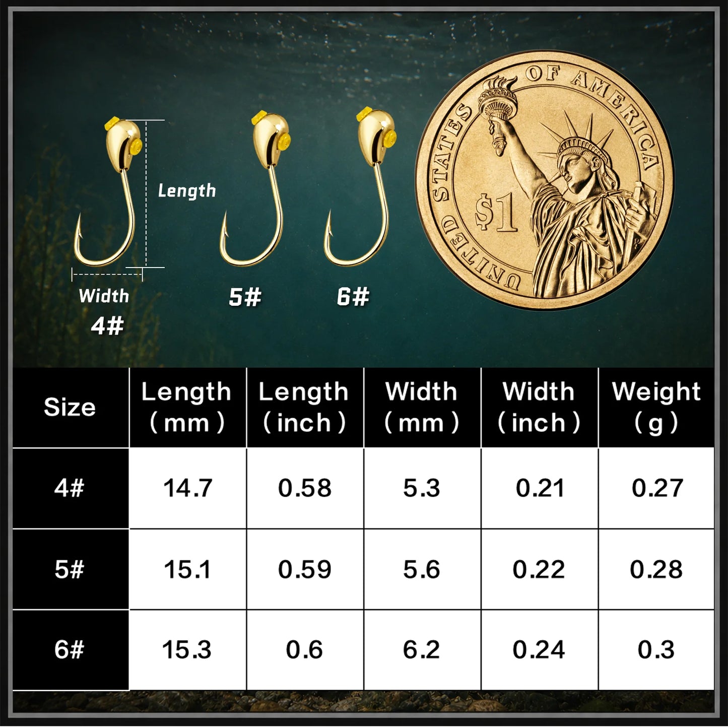 9KM Gold Overturned Hooks 10pcs Jig Lead Head Fishing Hooks Carp Fishing Hook