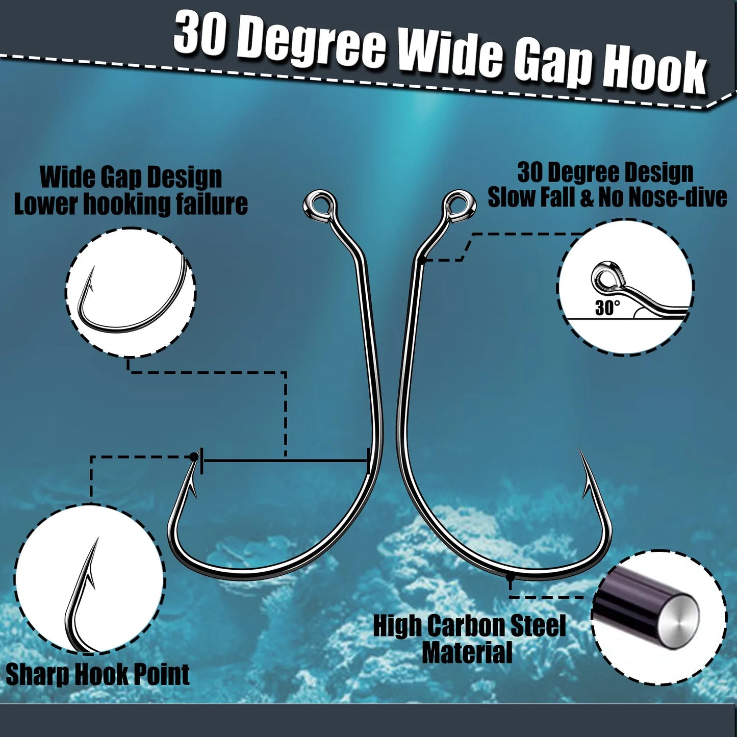 Wacky Jig Hook 25-100pcs EWG Worm Hook Texas Rig Hook