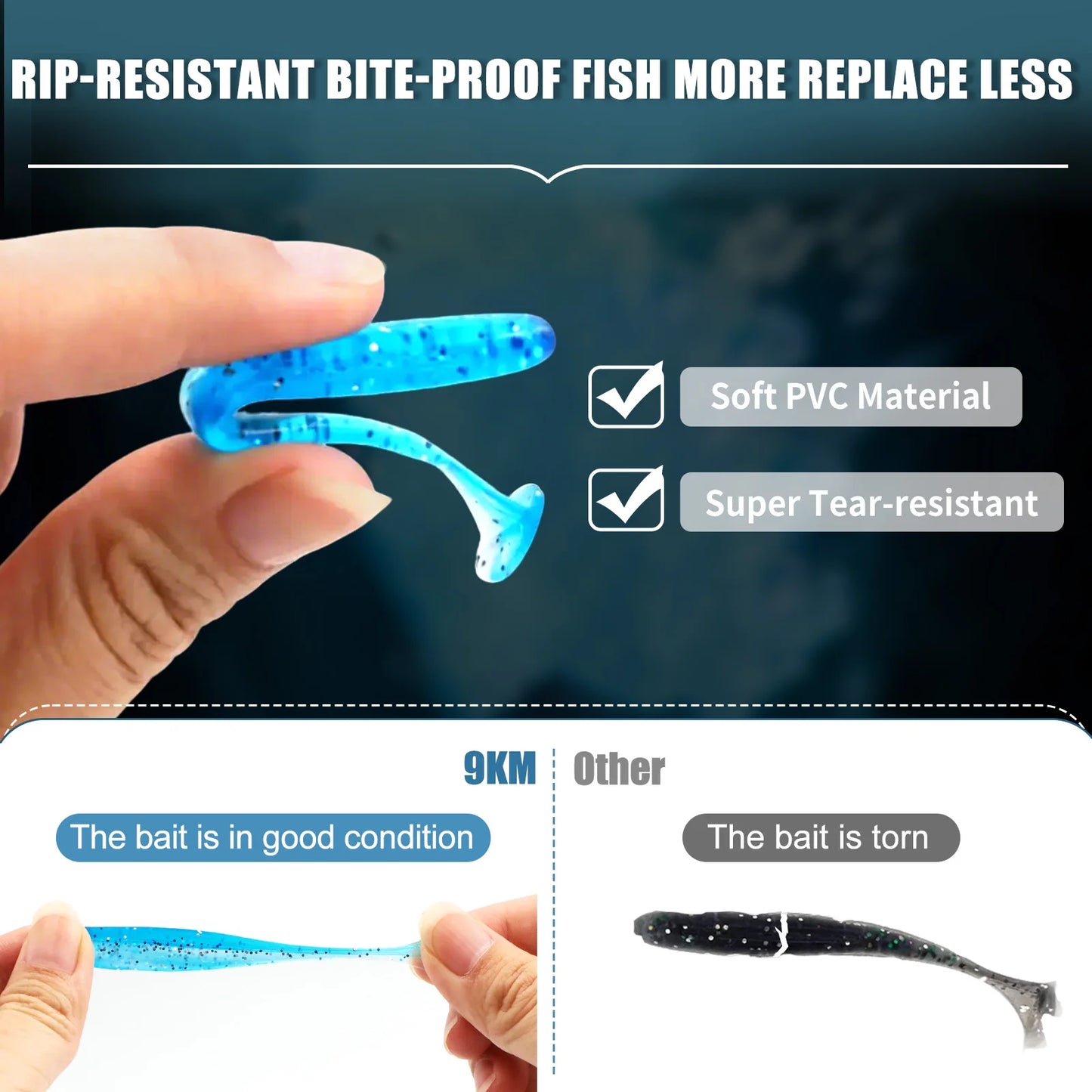 Fishing Lure Kit 35pcs Paddle Tail Swimbaits Lure with Round Jig Hook