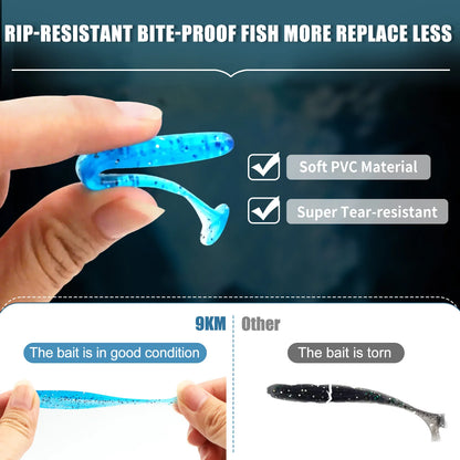 Fishing Lure Kit 35pcs Paddle Tail Swimbaits Lure with Round Jig Hook