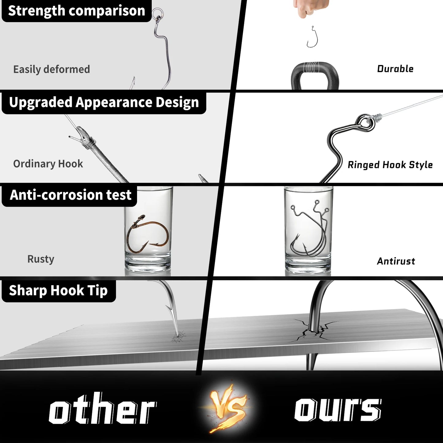 EWG Hooks for Bass Fishing, Offset Worm Hook Texas Rig Hooks