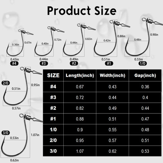 Drop Shot Hooks Swivels for Bass Fishing, Texas Rig Hooks Worm Hook 