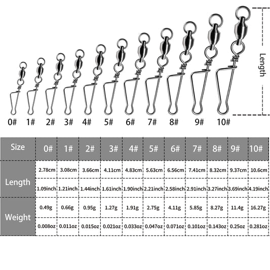 Fishing Ball Bearing Swivels Italian Snap Quick Change Fishing Lure Connector