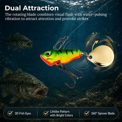 9KM Fishing Lure VIB Tail Spinner Bait Metal Sinking Lure Fishing Jigs Blade Bait Crankbait Fishing with Spinner Blade