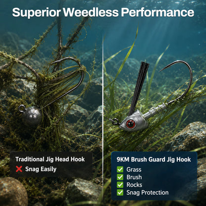 9KM Weedless Swimbait Jig Heads Hook 10pcs Swiming Jig Hook with with Fiber Weed Guard