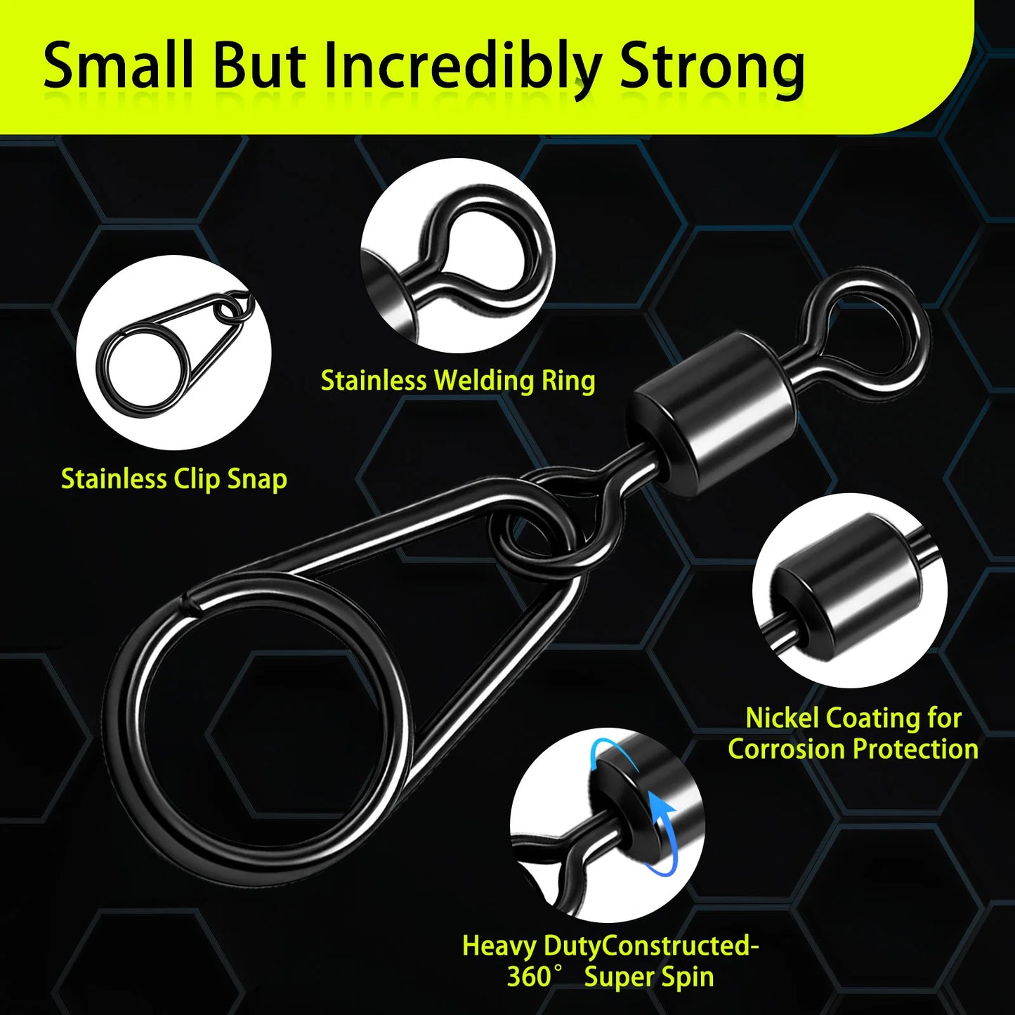 9KM Fishing Swivel Snap 25-50pcs Back Barrel Swivel Snap Heavy Duty Lure Line Connector