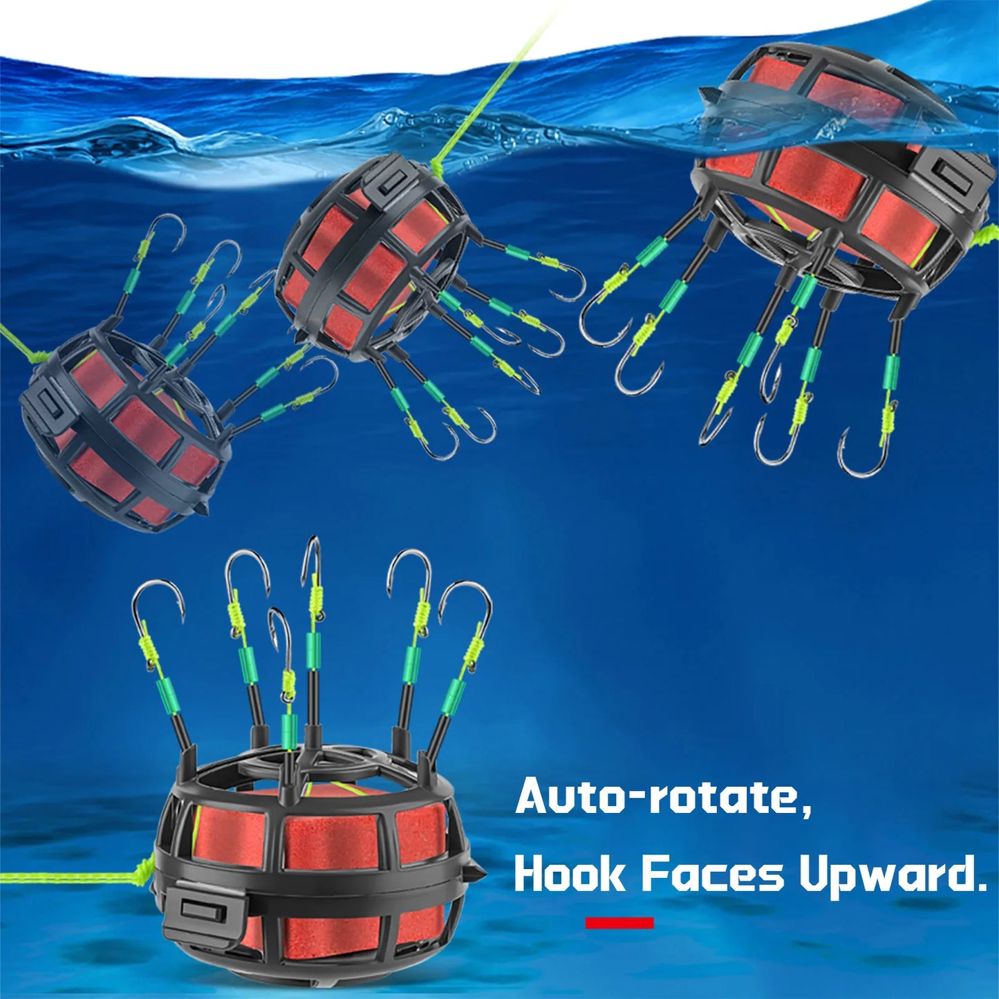 9KM Reverse Bottom Bait Cage with Fishing Hook 1pcs