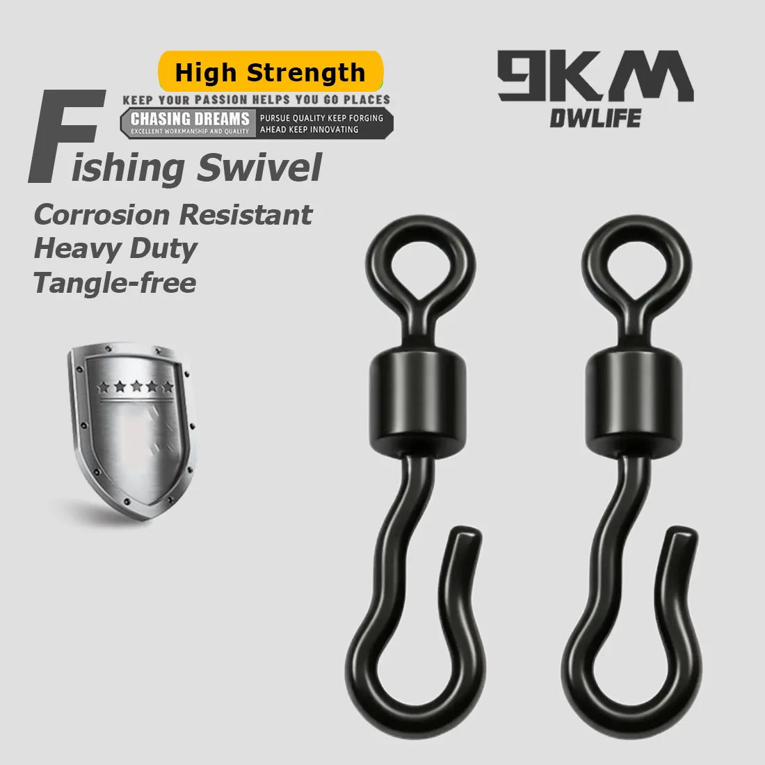 50-100pcs Extended Wavy American Snap Swivel Matte Black Bearing Rolling Connector