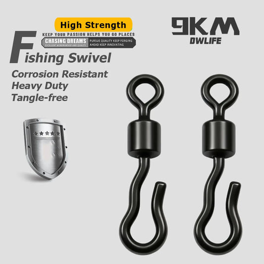50-100pcs Extended Wavy American Snap Swivel Matte Black Bearing Rolling Connector